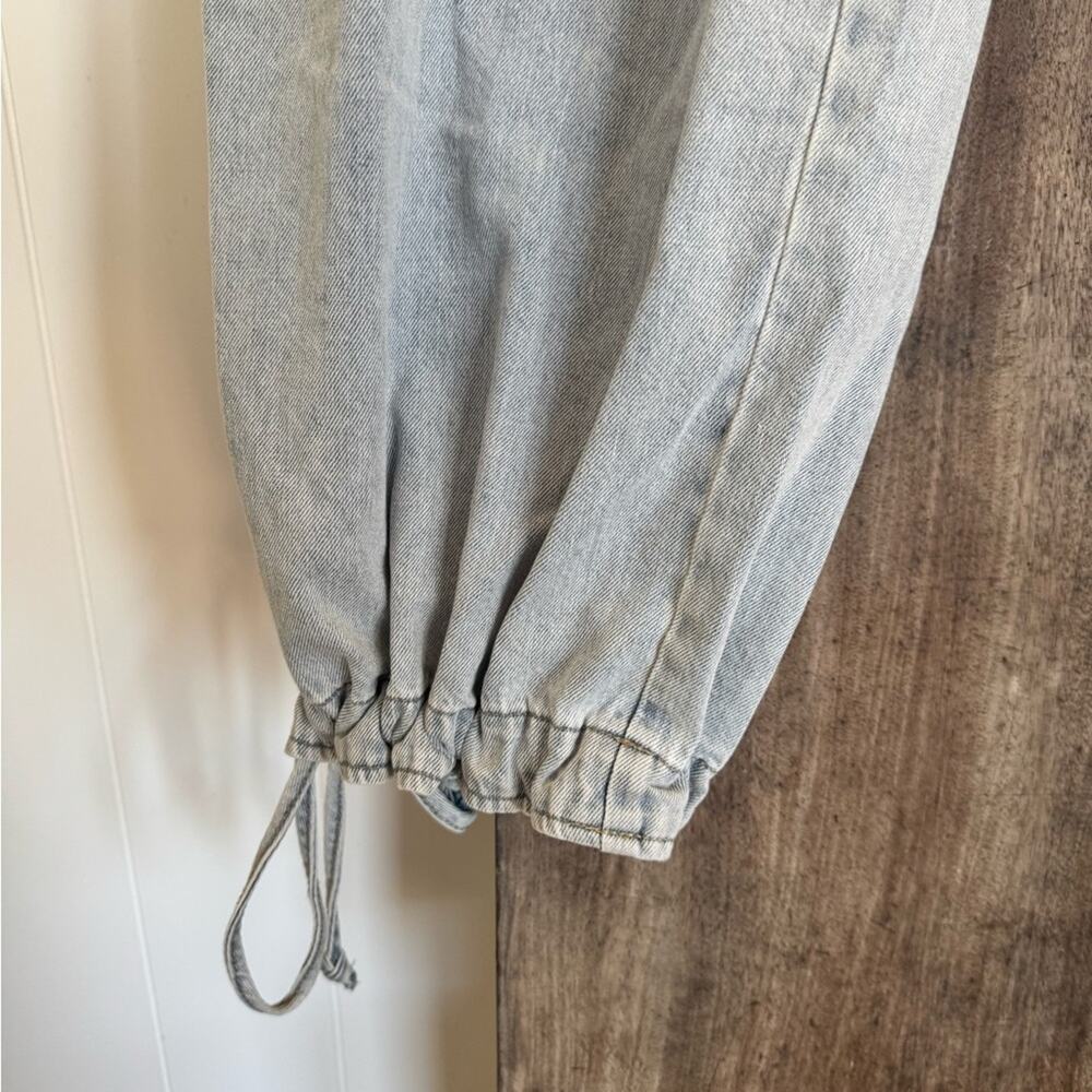 BiBi jogger Mineral Washed jeans wide leg cinch tie bottom SZ Small - Picture 5 of 9